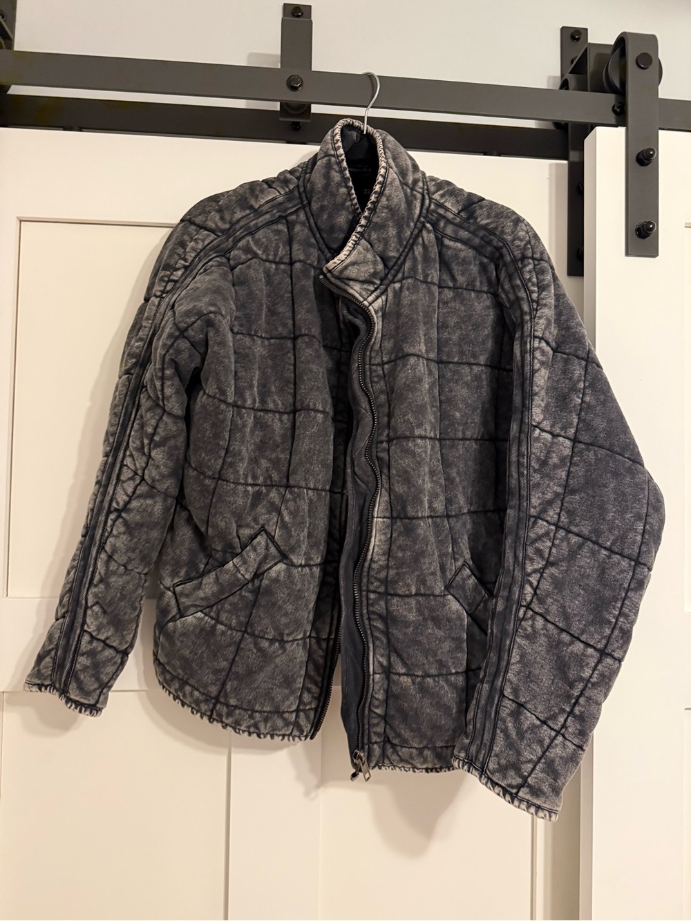Zenana Outfitters Washed Charcoal Quilted Jacket